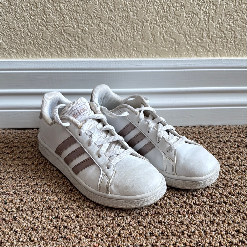 Adidas Classic White and Tan Sneakers